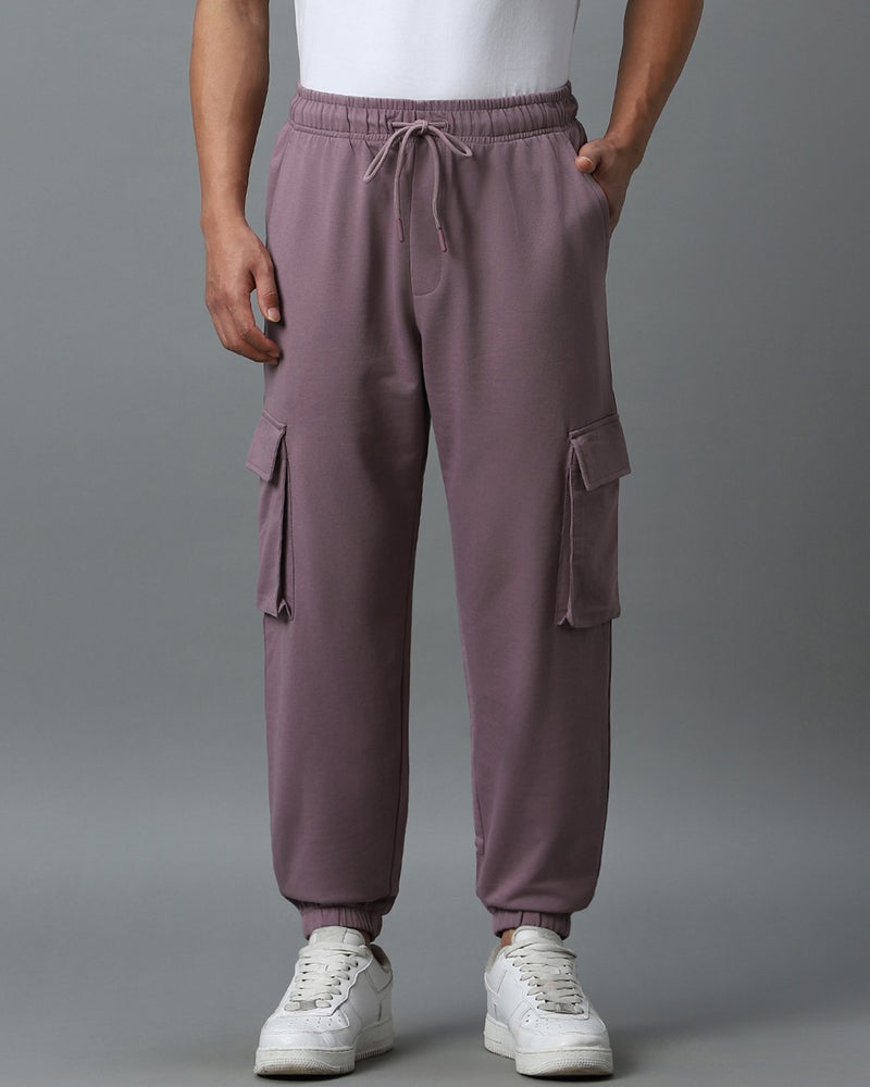 bewakoof Men's Purple Oversized Cargo Warm Joggers - Image 2
